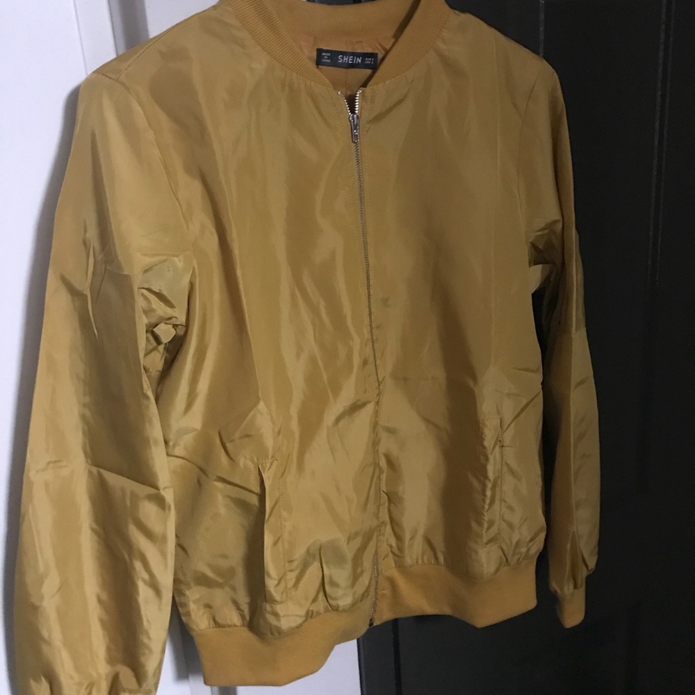 NEW Spring Gold Yellow Bomber Jacket